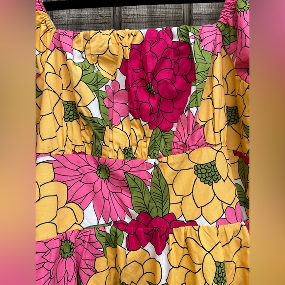 Listicle flower print puffed tiered midi dress - Picture 13 of 16